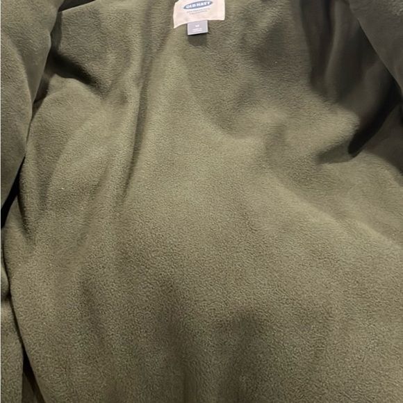 Old Navy olive green parka coat with black faux fur trim hood size size Small - Picture 9 of 13